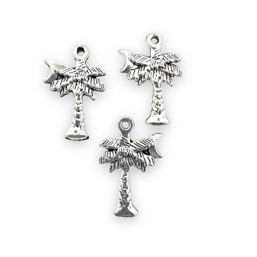 Bedel palmboom zilver 21x14mm - per 8 stuks-onderdelen-Kraaltjes van Renate