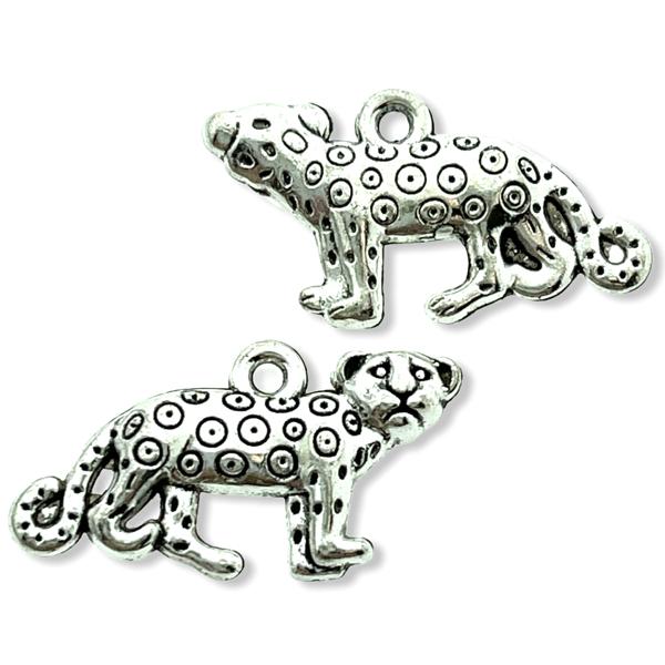 Bedel panter zilver 12x22mm - 6 stuks-Kraaltjes van Renate