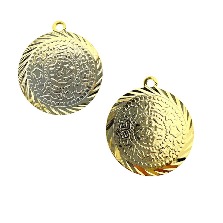 Bedel patroon munt goud 24kr DQ 15x12mm-bedels-Kraaltjes van Renate