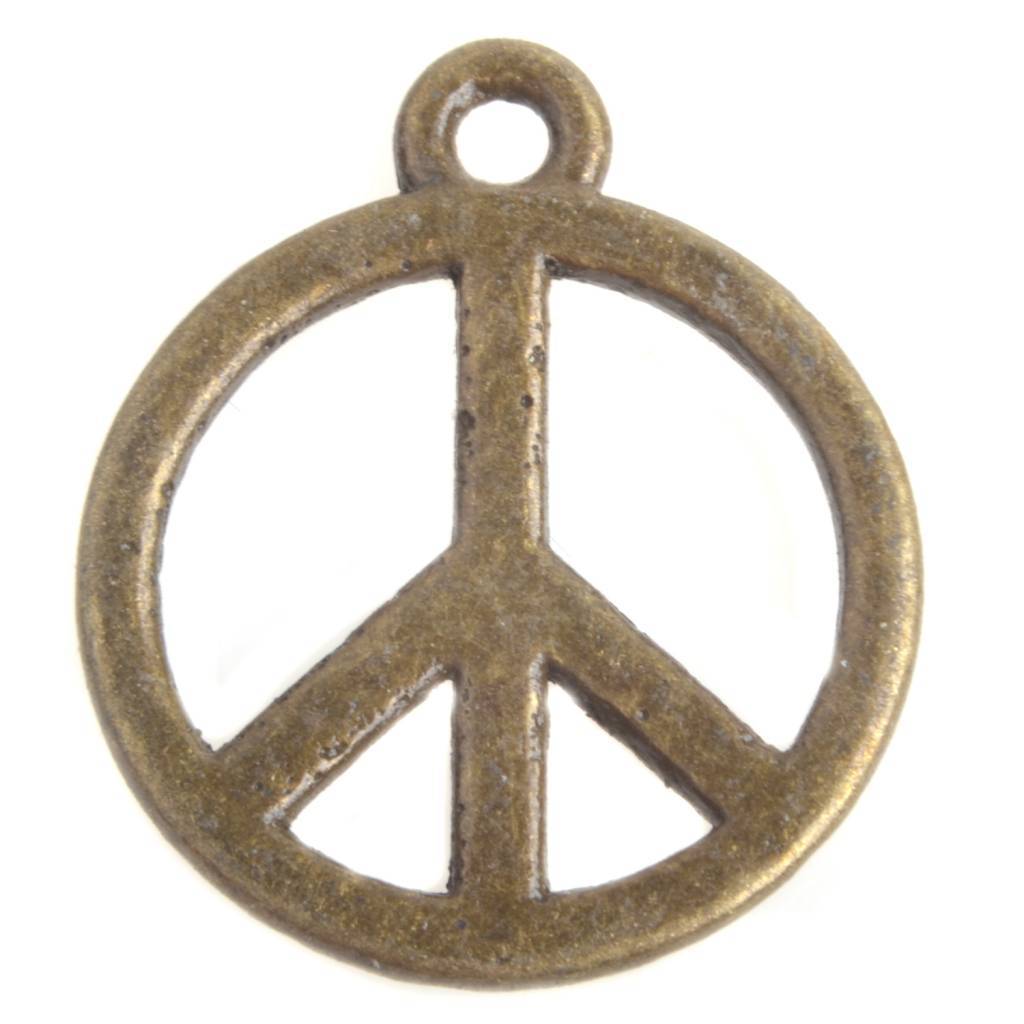 Bedel peace teken Brons 18mm - 3 stuks-Kraaltjes van Renate