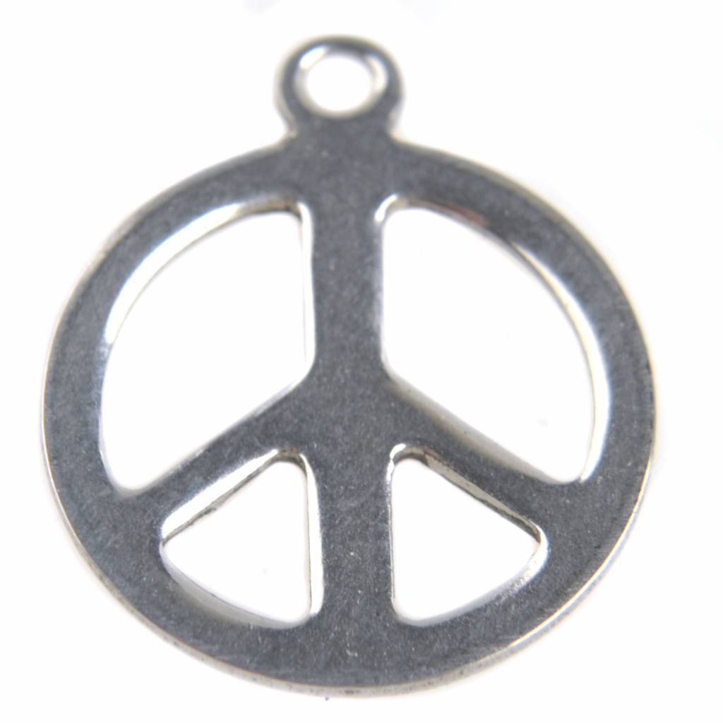 Bedel peace teken RVS 17x14mm-Kraaltjes van Renate