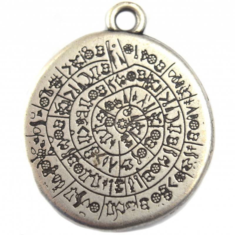 Bedel phaistos disc metaal zilver DQ 39mm-Kraaltjes van Renate
