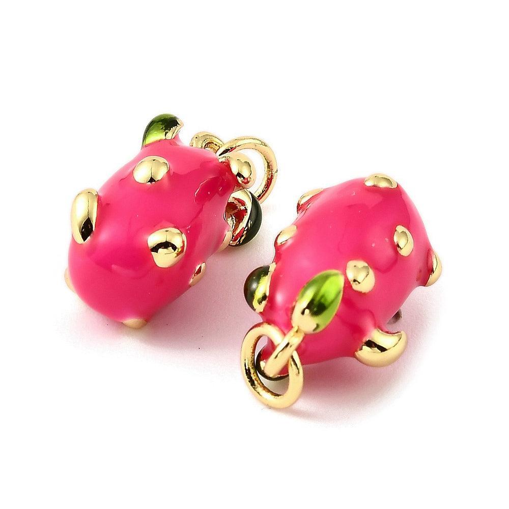 Bedel pitaya Roze 18K gold plated 16mm - per stuk-bedels-Kraaltjes van Renate