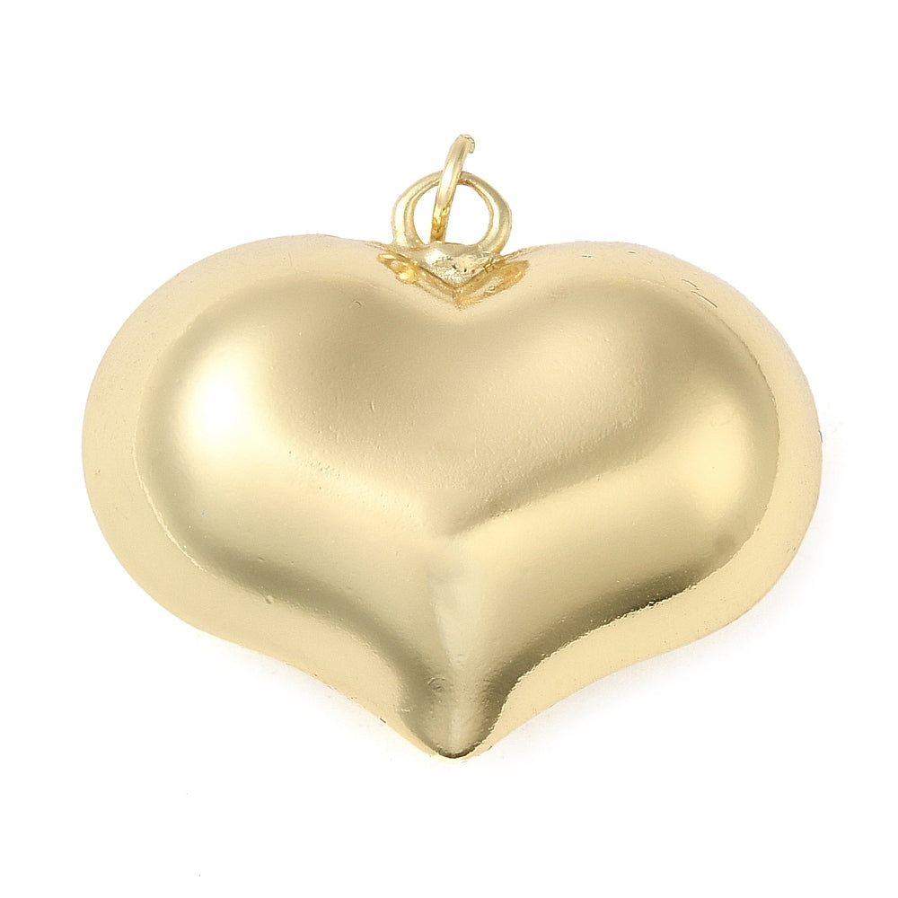 Bedel puffed groot hart 18K gold plated 26x31x13mm-Kralen-Kraaltjes van Renate