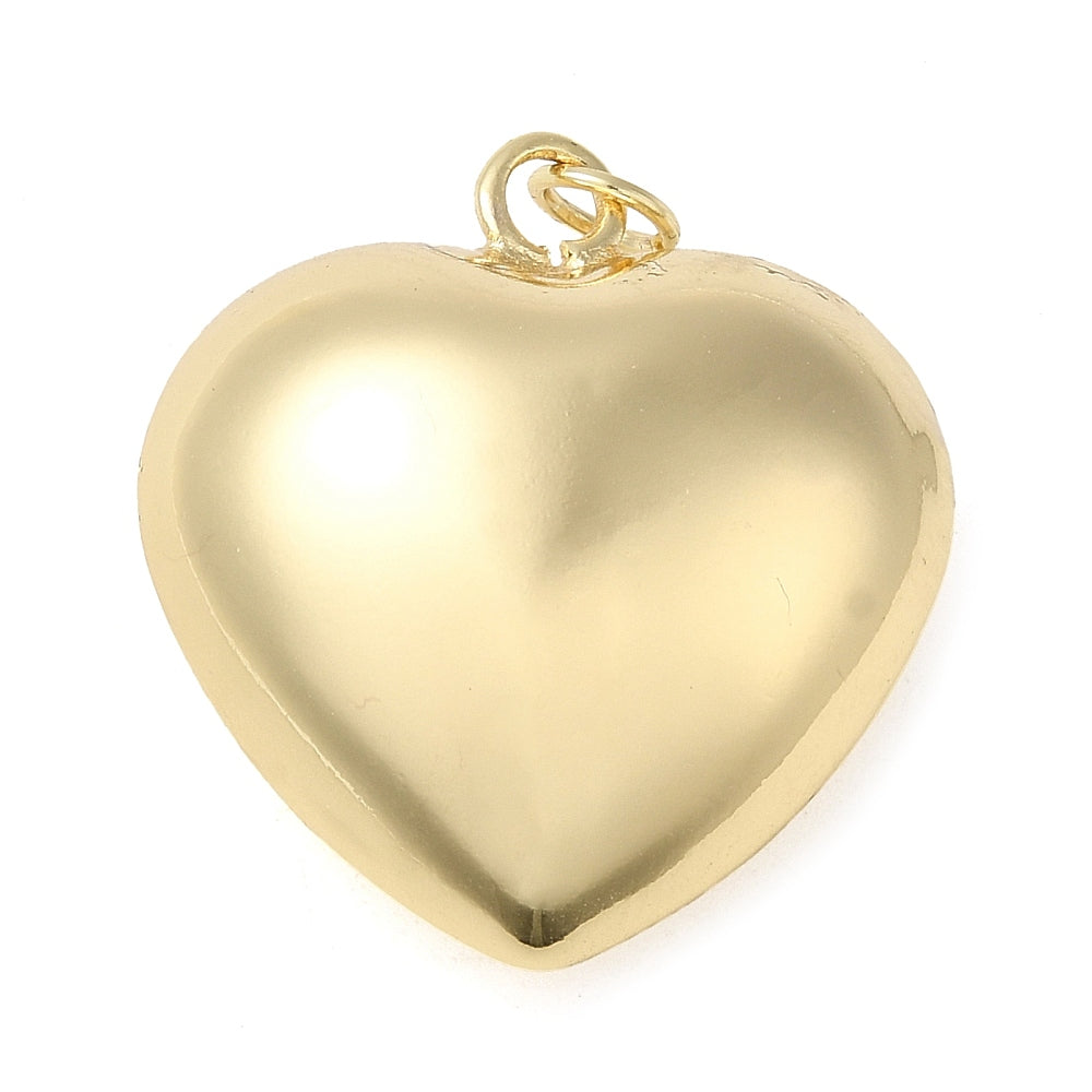 Bedel puffed groot hart 18K gold plated 27.5x25.5x13mm-Kralen-Kraaltjes van Renate