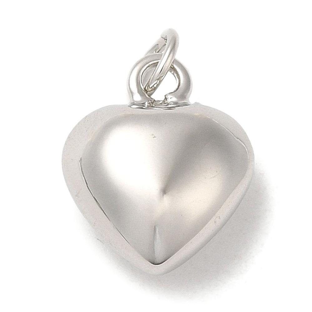 Bedel puffed hart platinum zilver 14.5x11.5x7mm-Kralen-Kraaltjes van Renate