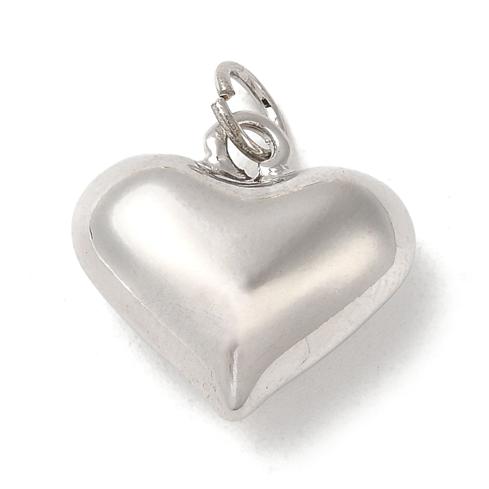 Bedel puffed hart platinum zilver 15x15.5x8mm-Kralen-Kraaltjes van Renate