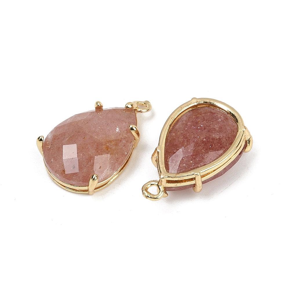 Bedel quartz faceted teardrop goud 22mm- per stuk-Kralen-Kraaltjes van Renate