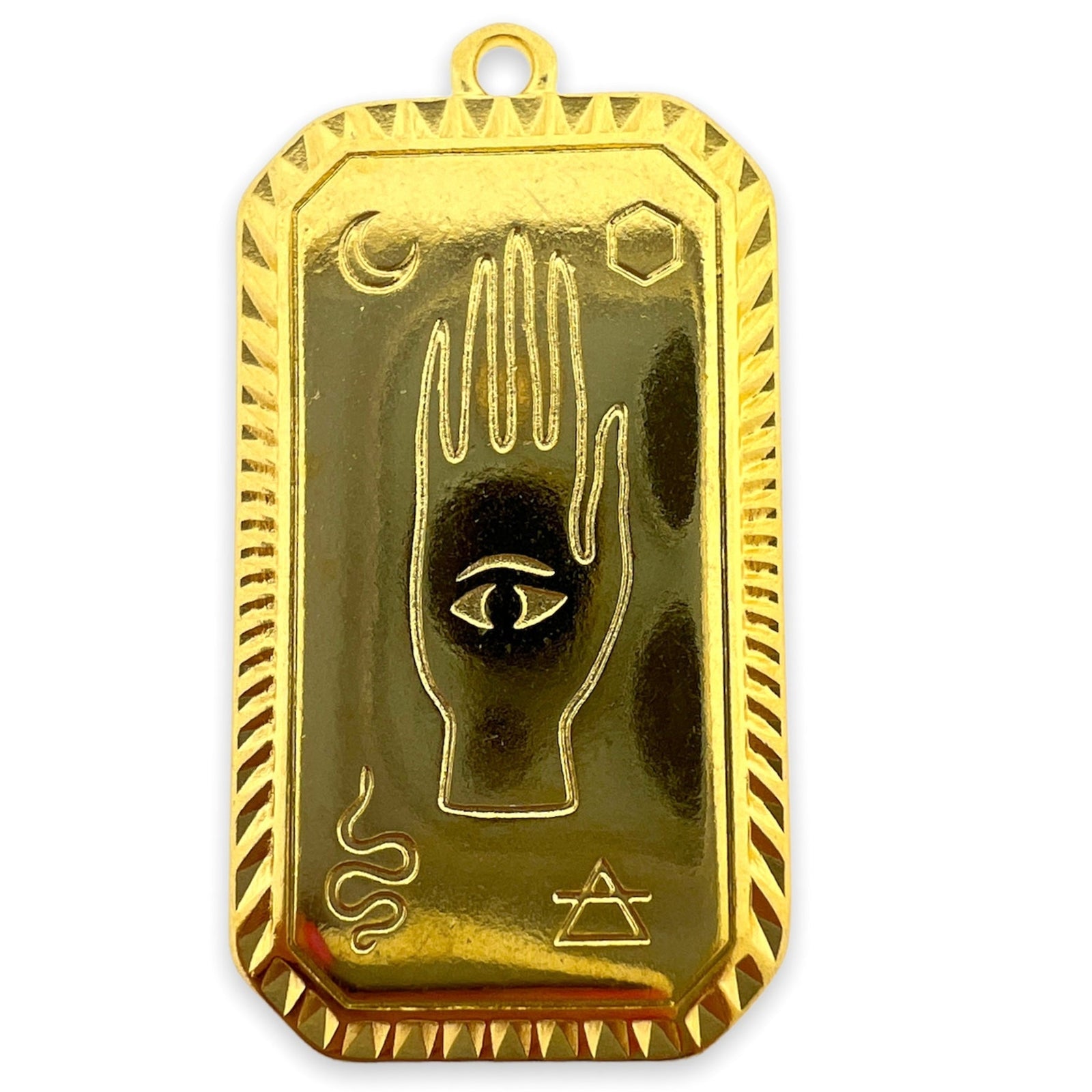 Bedel rechthoek hamsa hand Goud 24K DQ 18x33mm-bedels-Kraaltjes van Renate