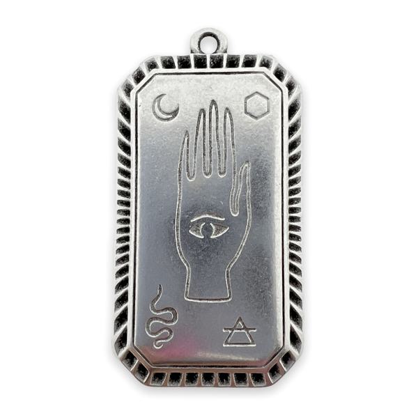Bedel rechthoek hamsa hand Zilver DQ 18x33mm-bedels-Kraaltjes van Renate