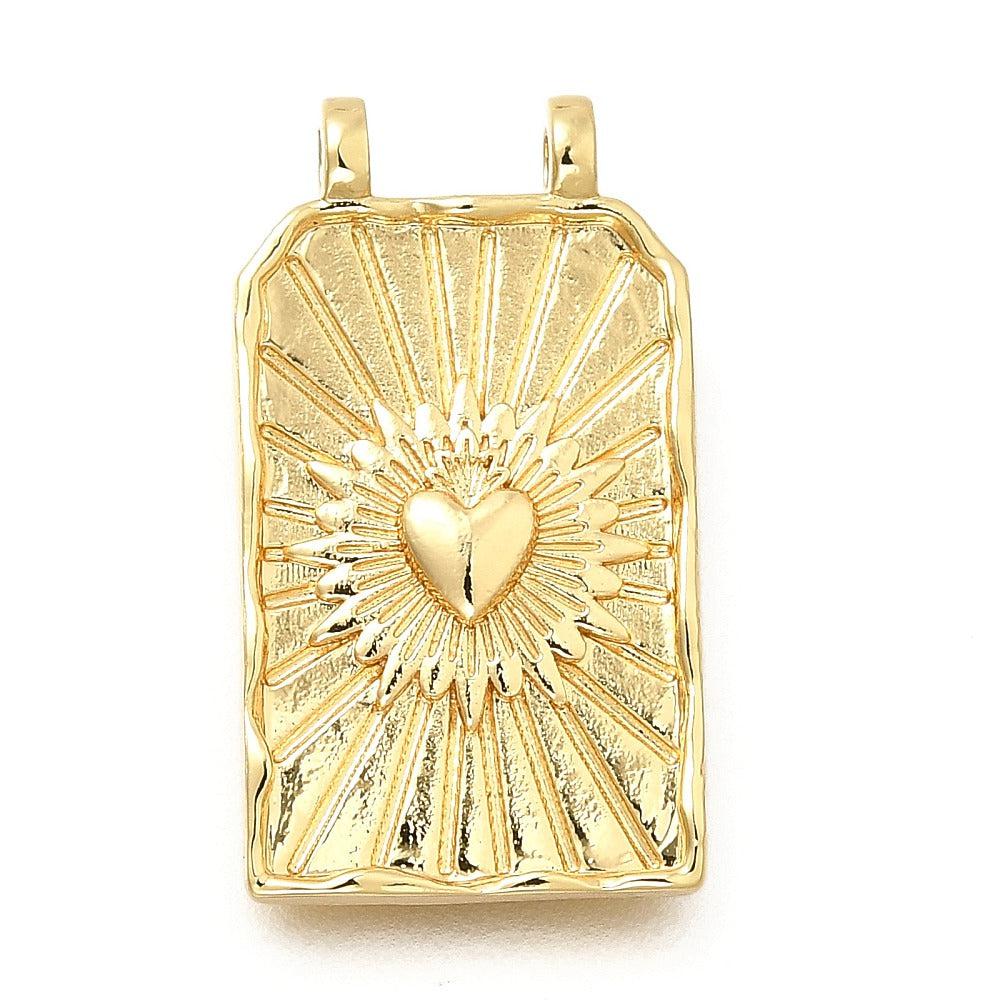 Bedel rechthoek hartje RVS 18K goud 24x13mm- per stuk-bedels-Kraaltjes van Renate