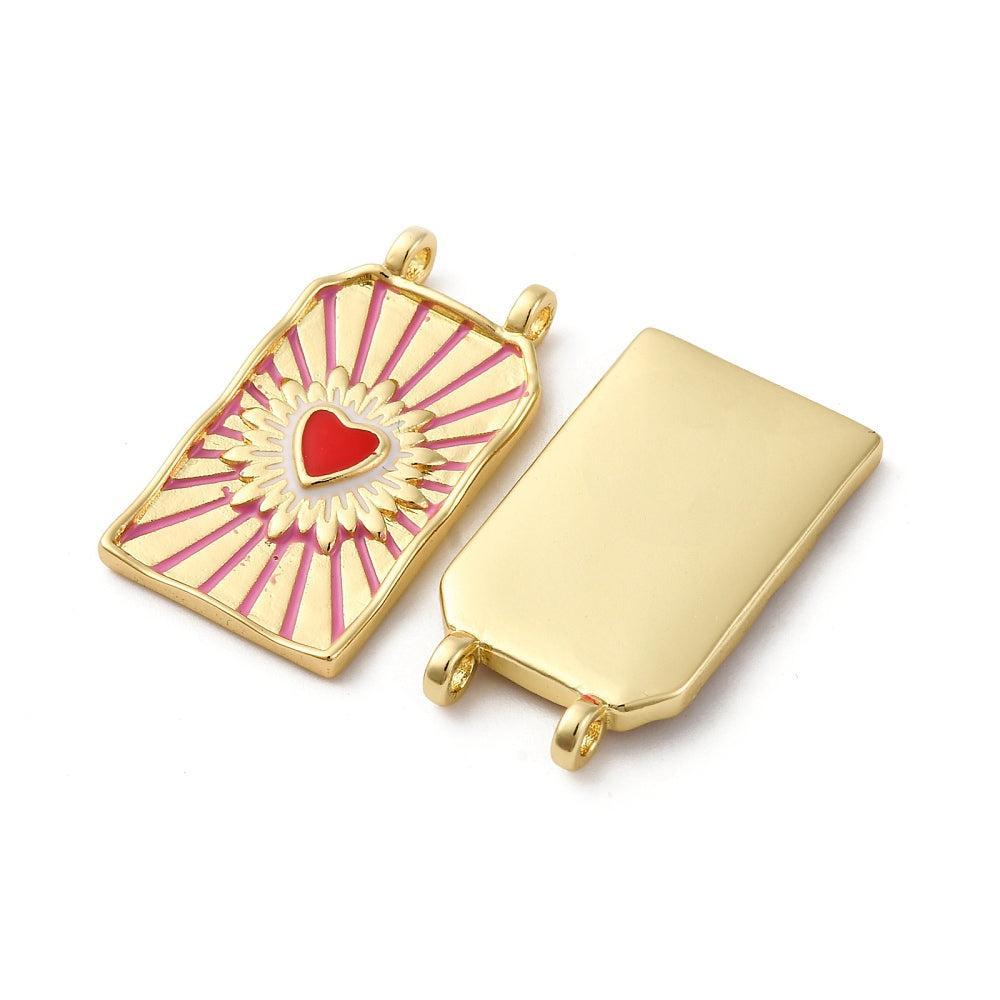 Bedel rechthoek heart RVS 18K goud 25mm - per stuk-bedels-Kraaltjes van Renate