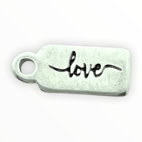 Bedel rechthoek love Zilver DQ 7x16mm-Kraaltjes van Renate