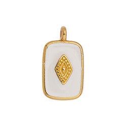 Bedel rechthoek motief wit 24K goud 20mm-bedels-Kraaltjes van Renate