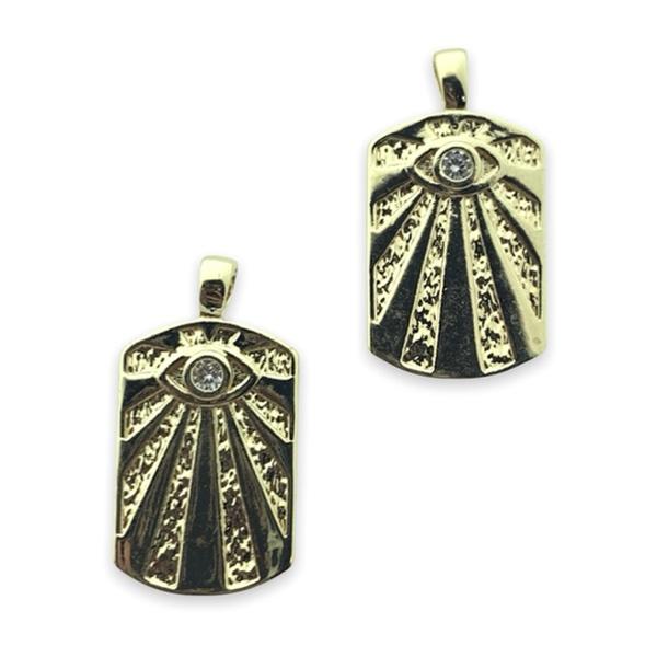 Bedel rechthoek oog zirconia 18K plated goud 24x13mm-Kraaltjes van Renate