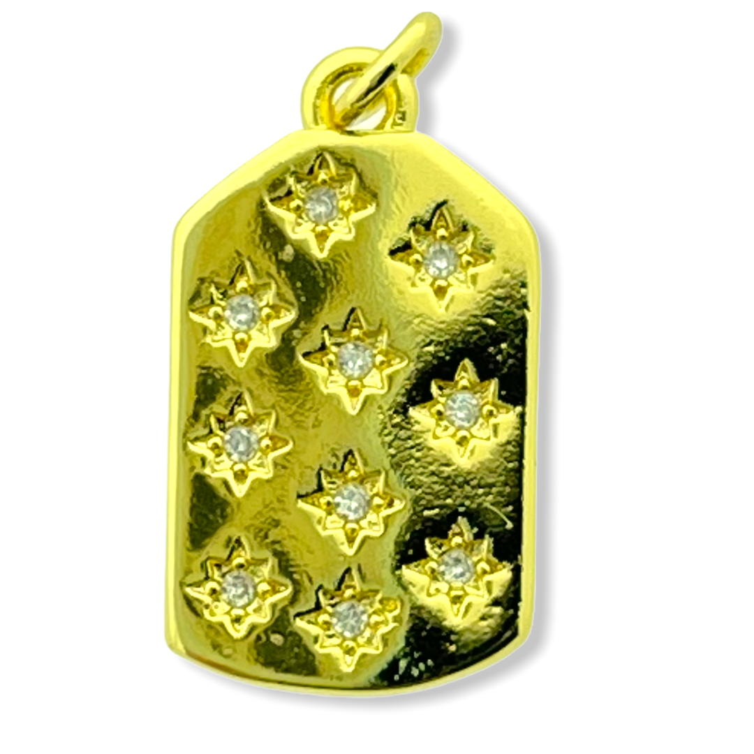 Bedel rectangle Zirconia Gold plated 17x10mm-Kraaltjes van Renate