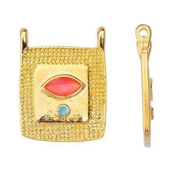 Bedel rectangle goud pink 24K RVS 18mm - per stuk-bedels-Kraaltjes van Renate