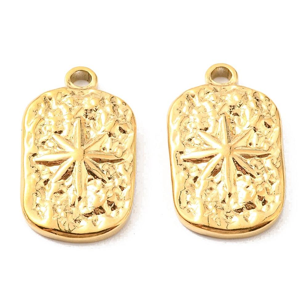 Bedel rectangle ster Stainless steel gold 18mm-bedels-Kraaltjes van Renate