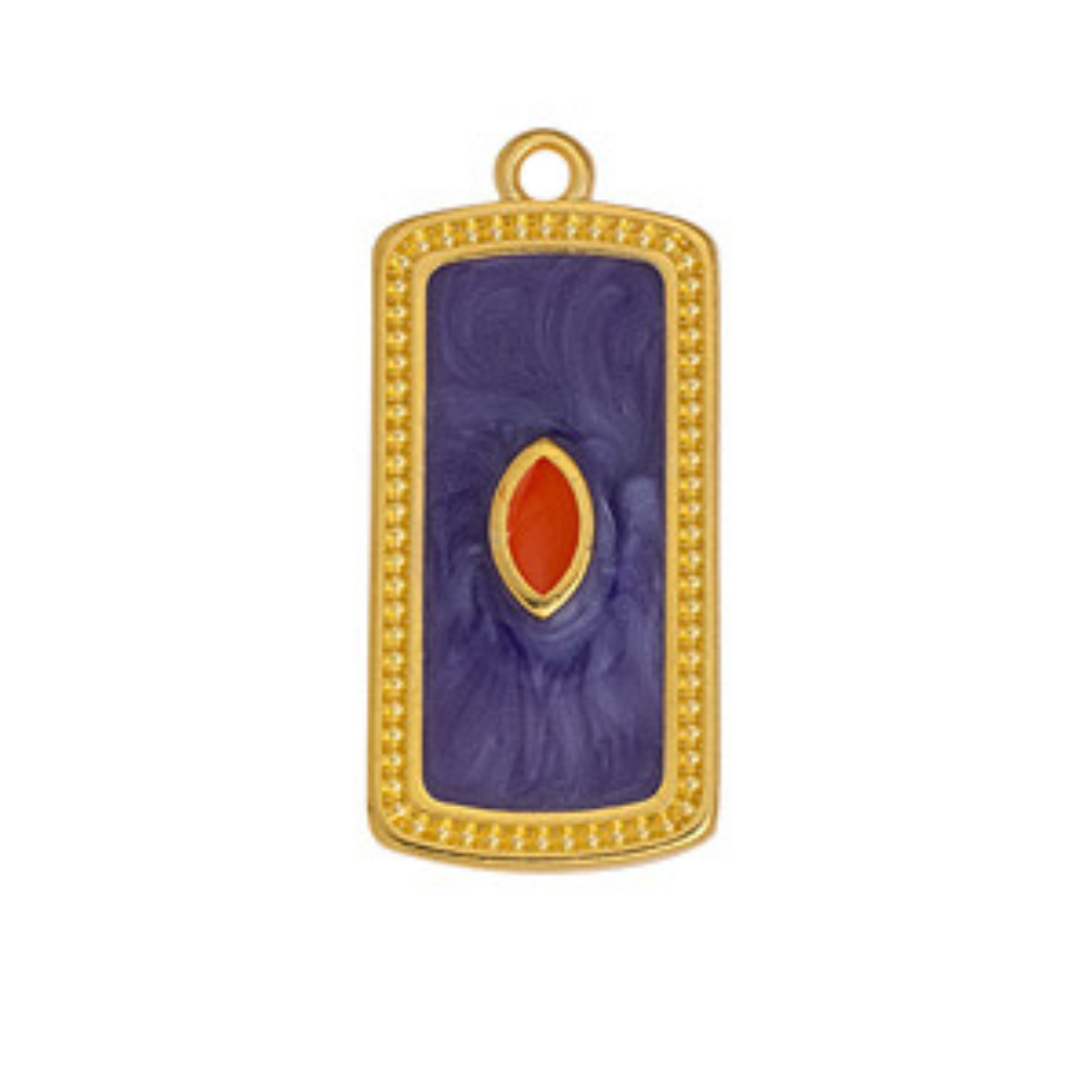 Bedel rectangular paars goud 24kr DQ 13x29mm-bedels-Kraaltjes van Renate