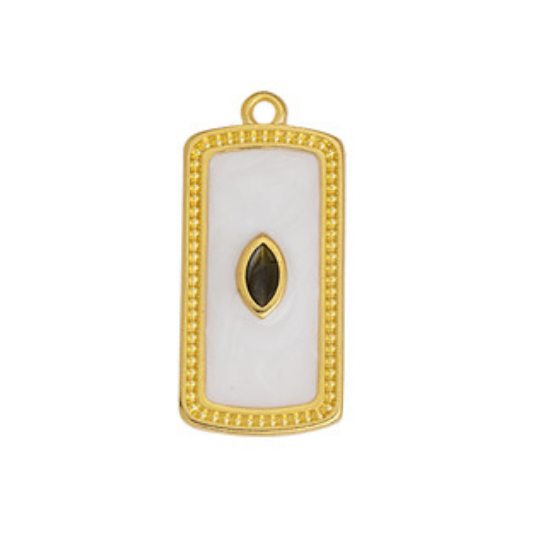 Bedel rectangular wit goud 24kr DQ 13x29mm-bedels-Kraaltjes van Renate