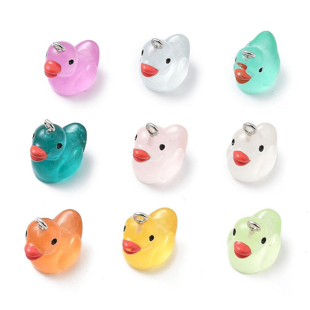 Bedel resin badeend mulitcolor zilver 21mm- per stuk-bedels-Kraaltjes van Renate