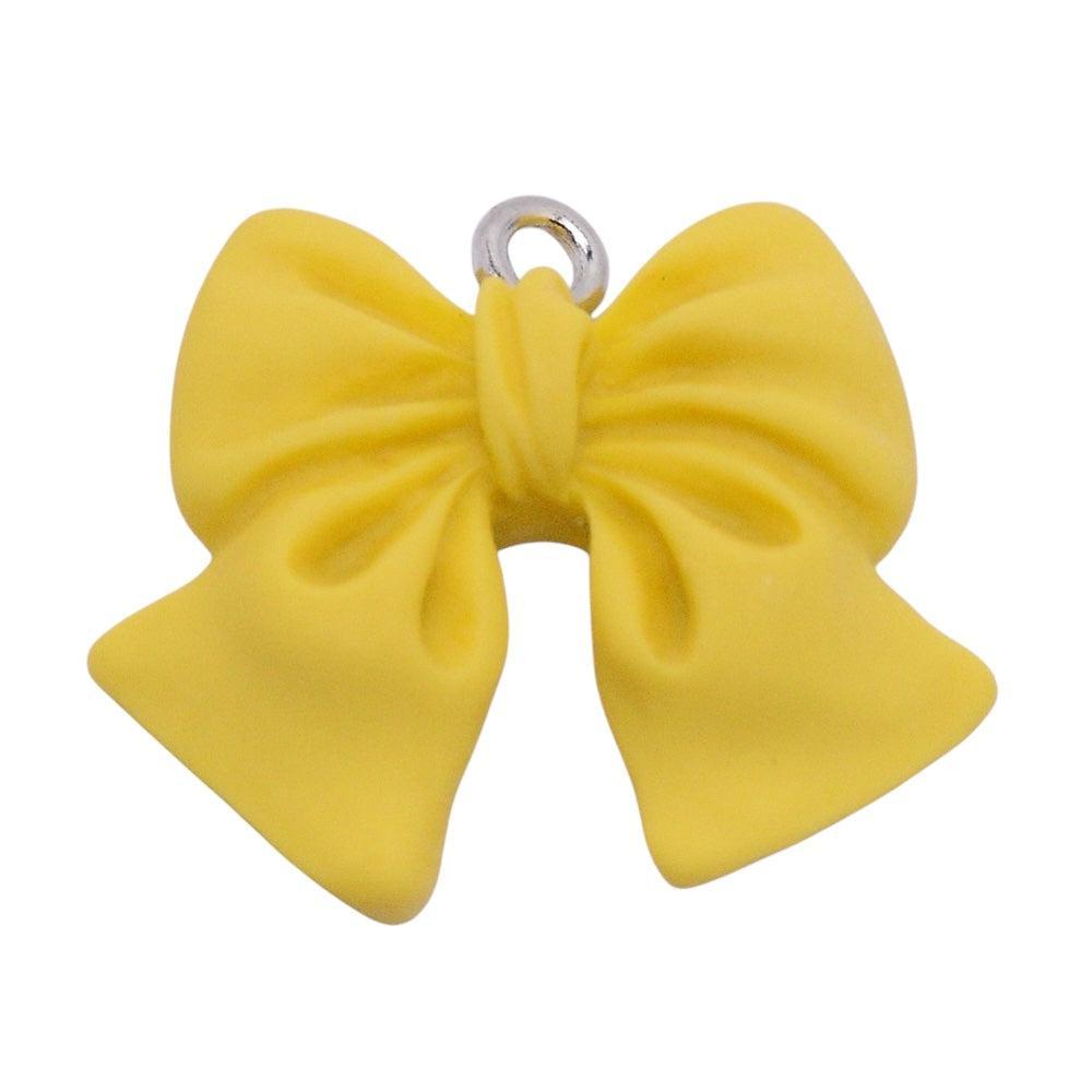 Bedel resin strik geel zilver- per stuk-bedels-Kraaltjes van Renate