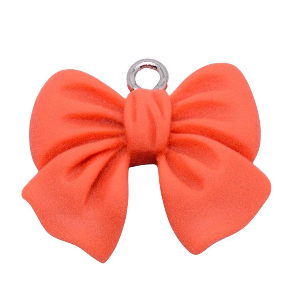 Bedel resin strik koraal zilver- per stuk-bedels-Kraaltjes van Renate