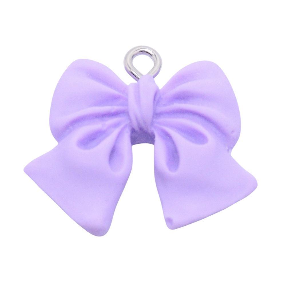 Bedel resin strik paars zilver- per stuk-bedels-Kraaltjes van Renate