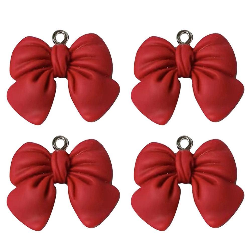 Bedel resin strik rood zilver- per stuk-bedels-Kraaltjes van Renate