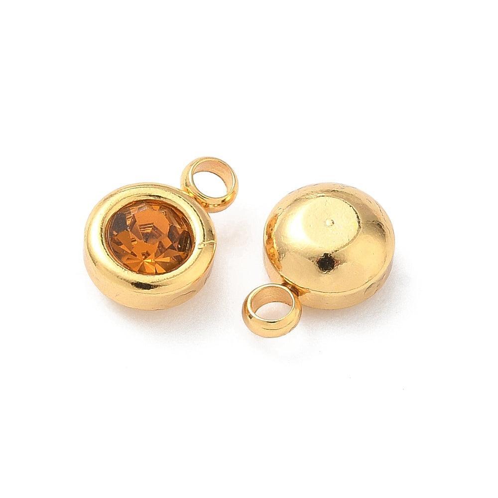 Bedel rhinestone RVS Goldenrod / 18k Gold Plated 9mm - per stuk-bedels-Kraaltjes van Renate