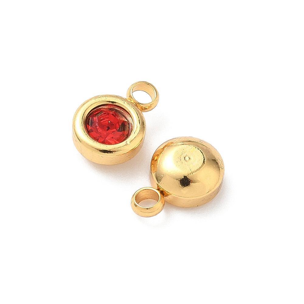 Bedel rhinestone RVS Rood / 18k Gold Plated 9mm - per stuk-bedels-Kraaltjes van Renate