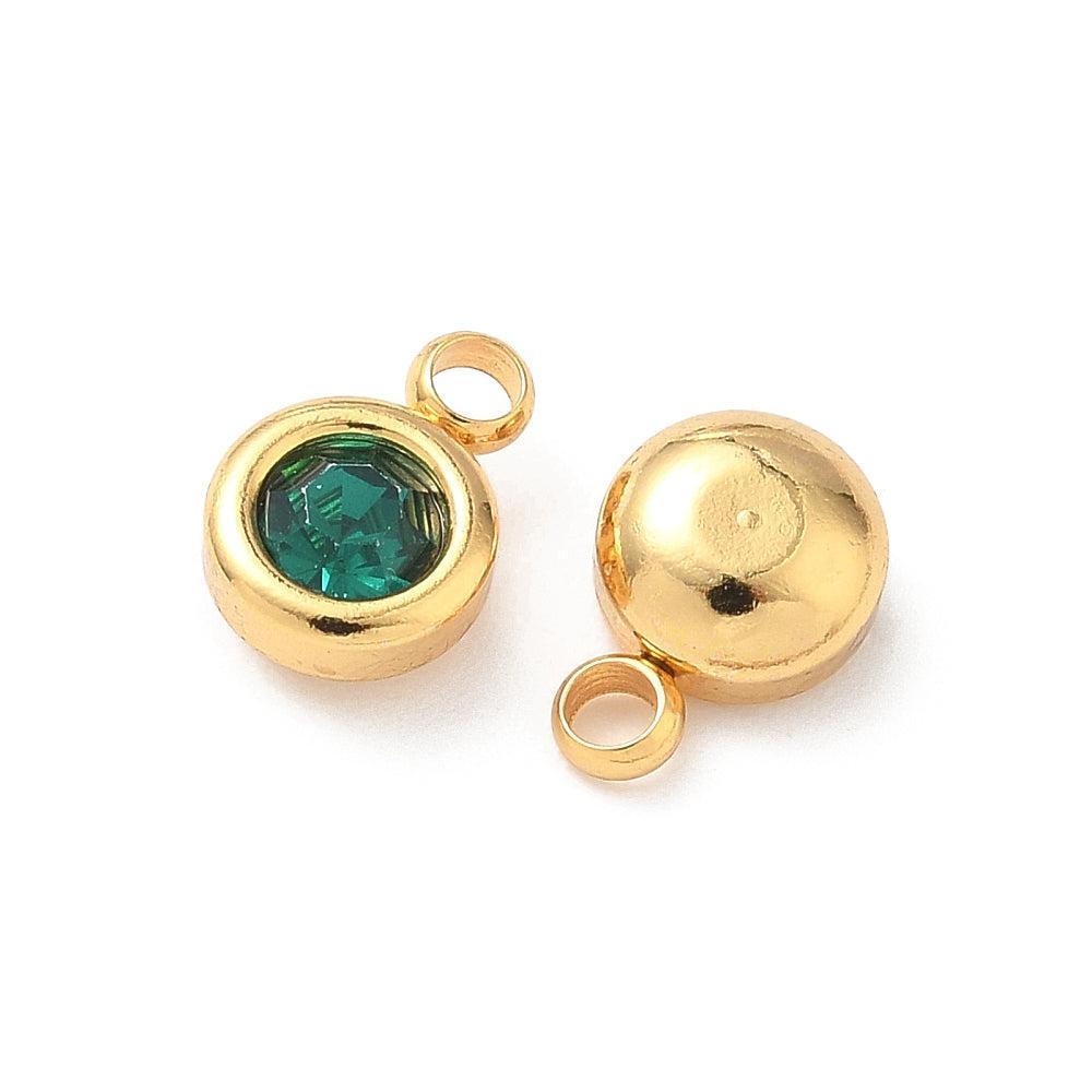 Bedel rhinestone RVS Teal / 18k Gold Plated 9mm - per stuk-bedels-Kraaltjes van Renate