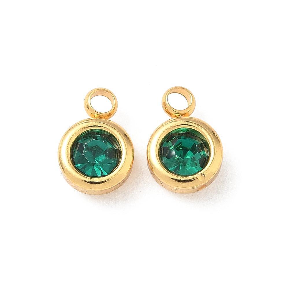 Bedel rhinestone RVS Teal / 18k Gold Plated 9mm - per stuk-bedels-Kraaltjes van Renate