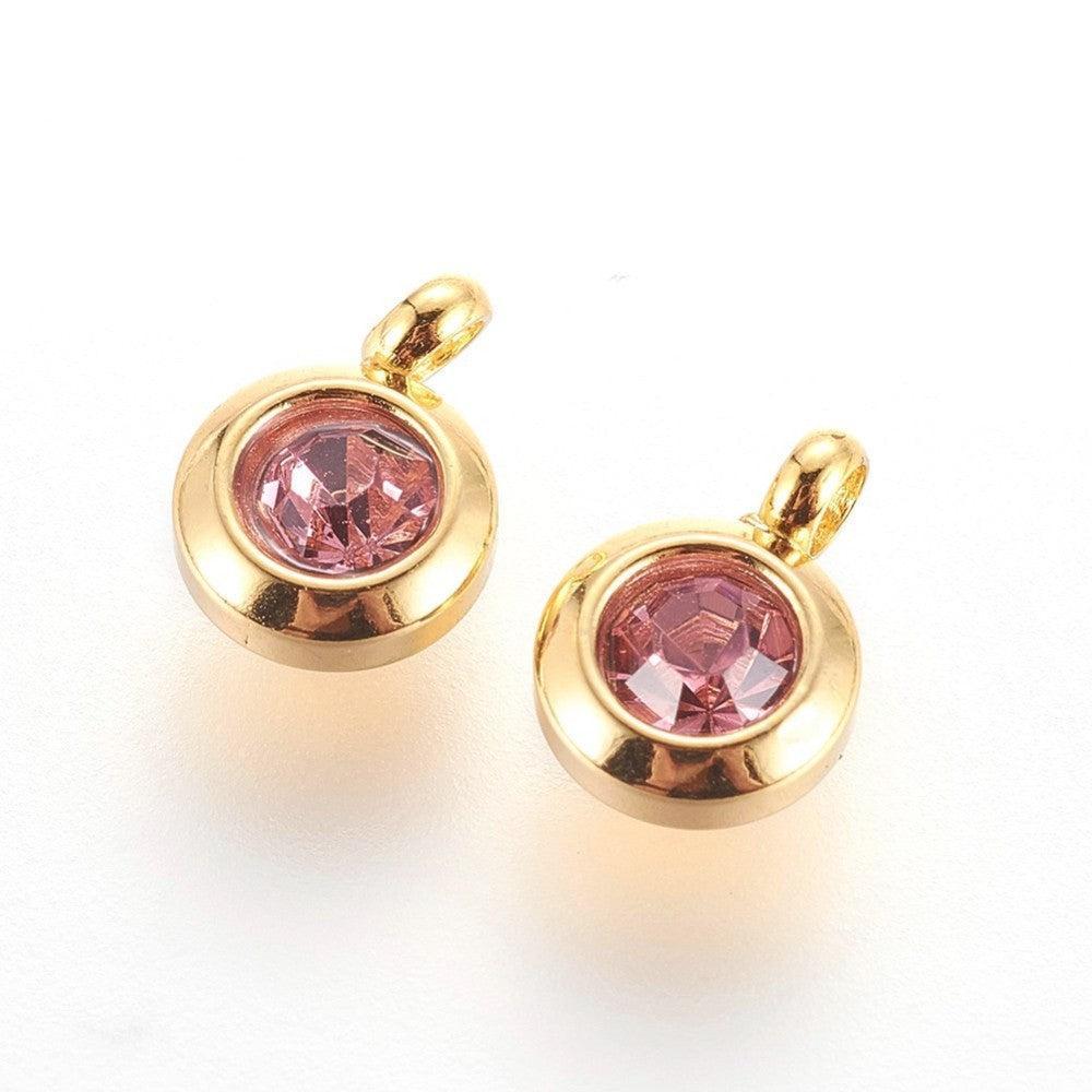 Bedel rhinestone rose RVS Goud 9mm - per stuk-bedels-Kraaltjes van Renate