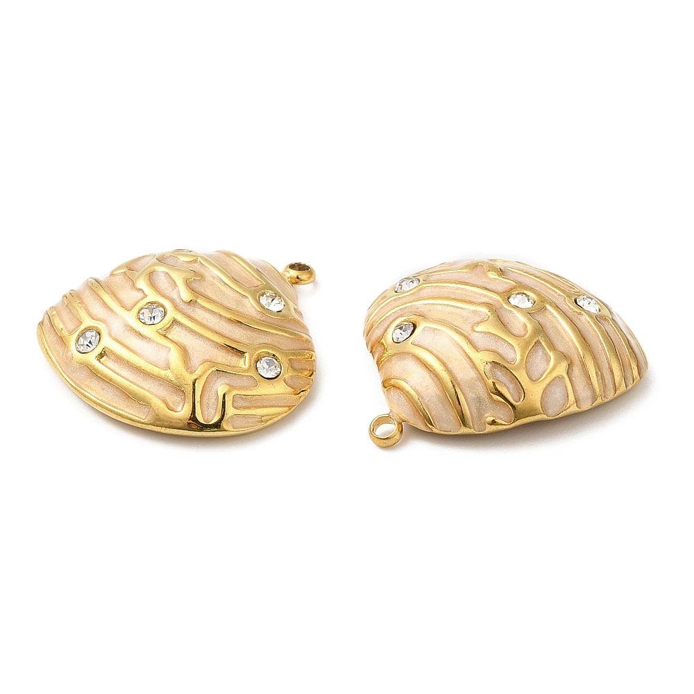 Bedel rhinestone schelp goud RVS 20mm-Kralen-Kraaltjes van Renate