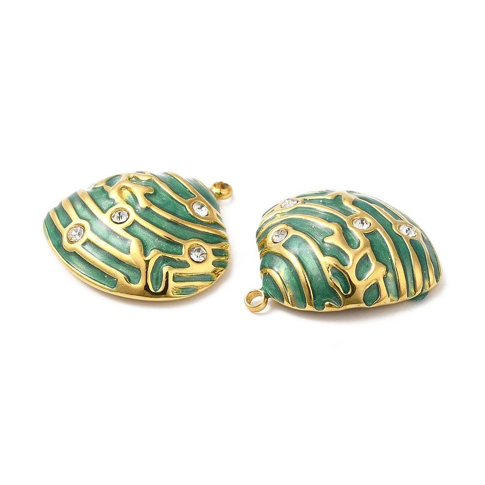 Bedel rhinestone schelp groen/goud RVS 20mm-Kralen-Kraaltjes van Renate