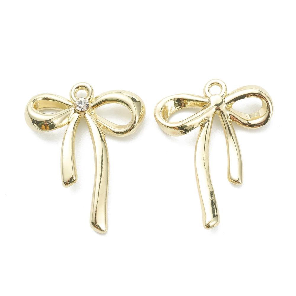 Bedel rhinestone strikje goud 26x20mm- per stuk-bedels-Kraaltjes van Renate