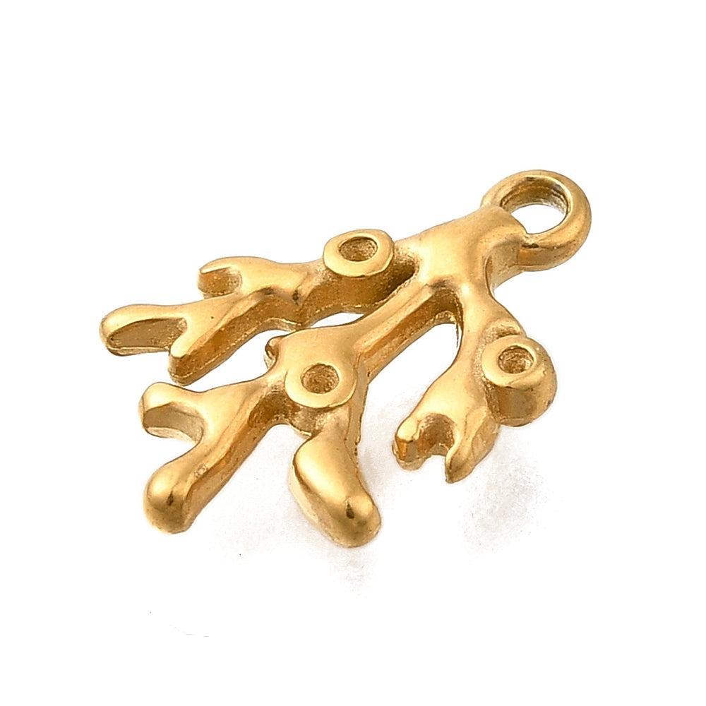 Bedel rhinstone setting koraal RVS 18K Goud 13,5mm - per stuk-bedels-Kraaltjes van Renate