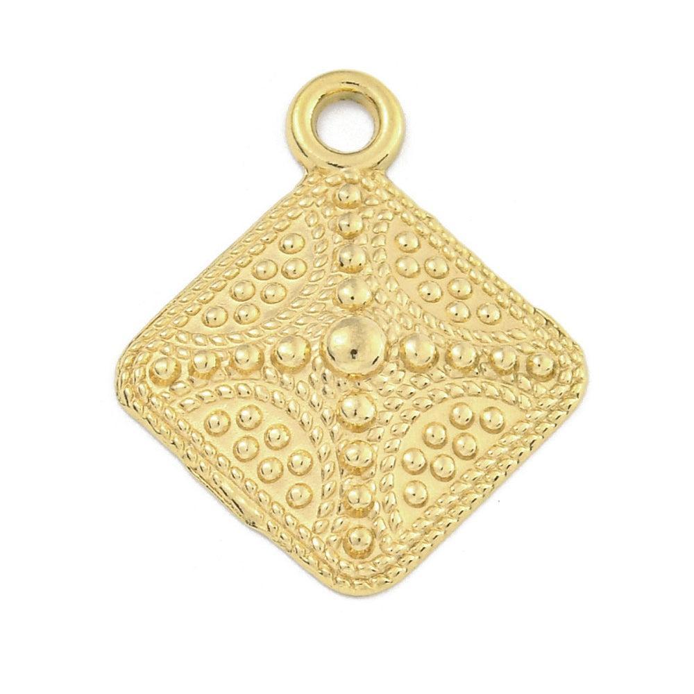 Bedel rhombus RVS 18K Goud 21mm - per stuk-bedels-Kraaltjes van Renate