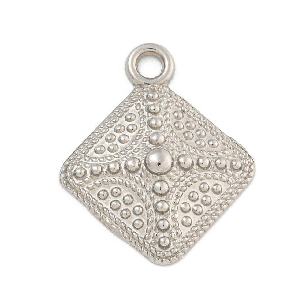 Bedel rhombus RVS Zilver 21mm- per stuk-bedels-Kraaltjes van Renate