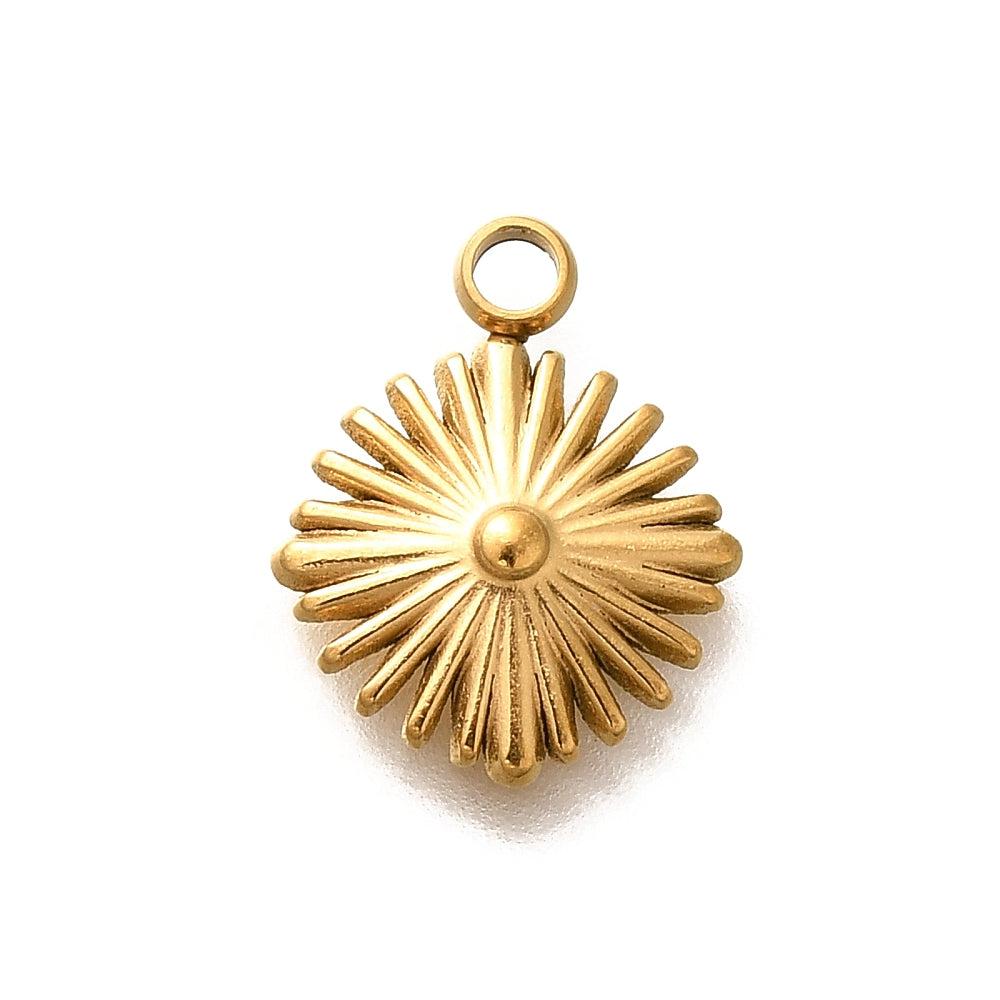 Bedel rhombus RVS goud 14x11mm-bedels-Kraaltjes van Renate