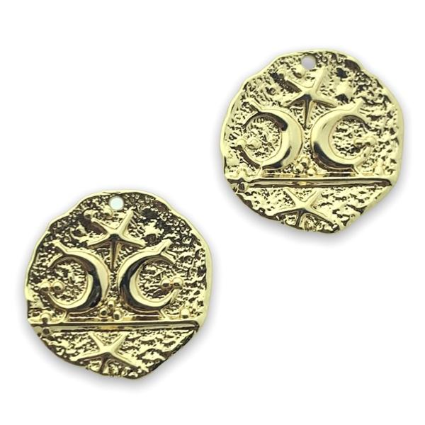 Bedel rond maan 18K plated goud 19mm-Kraaltjes van Renate