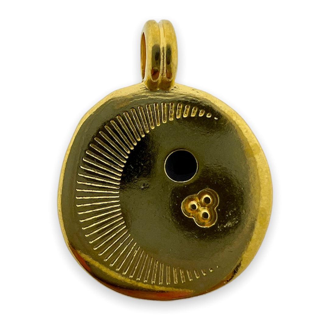 Bedel rond maan Goud 24K DQ 17x22mm-bedels-Kraaltjes van Renate