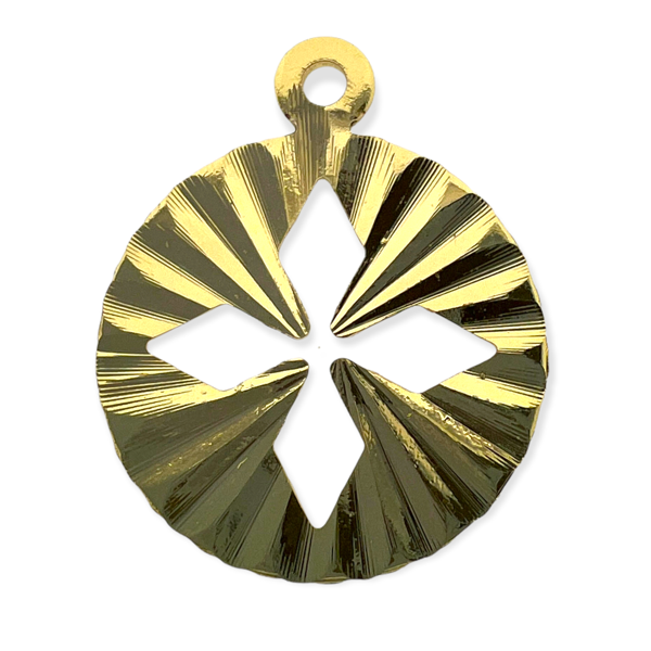 Bedel rond met bloem filigraan goud 19x15mm-bedels-Kraaltjes van Renate