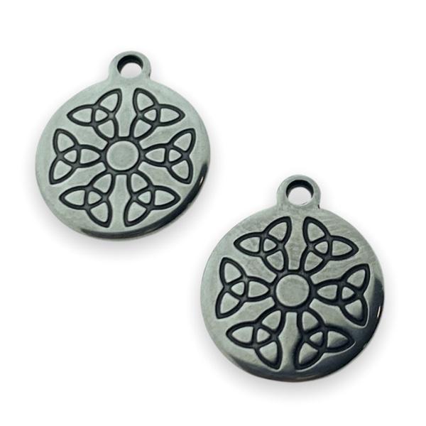 Bedel rond met knoop RVS zilver 14x12mm-Kraaltjes van Renate