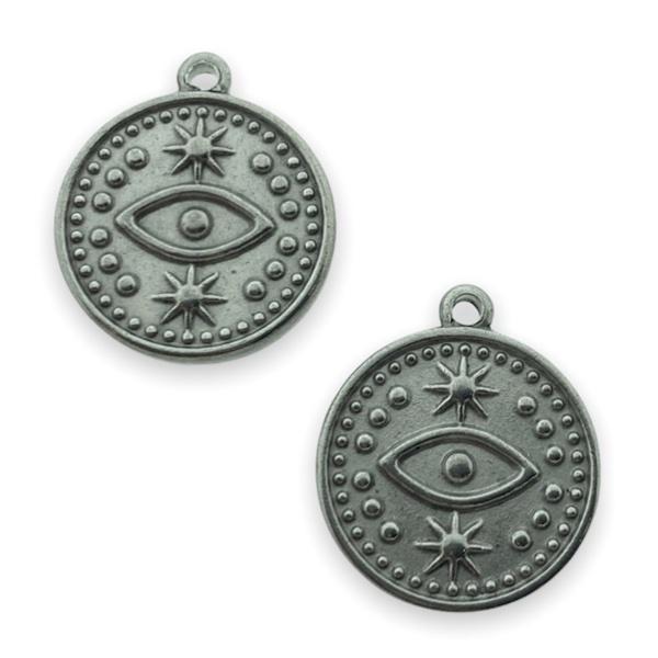 Bedel rond met oog RVS zilver 18x15mm-Kraaltjes van Renate