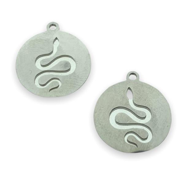 Bedel rond met slang RVS zilver 17x15mm-Kraaltjes van Renate