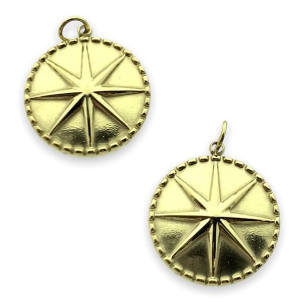 Bedel rond met ster RVS goud 18x15mm-Kraaltjes van Renate