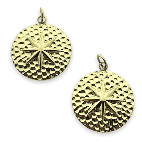 Bedel rond met ster RVS goud 18x15mm-Kraaltjes van Renate