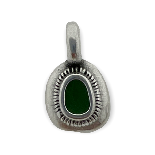 Bedel rond mini motief groen Zilver DQ 6x11mm-bedels-Kraaltjes van Renate